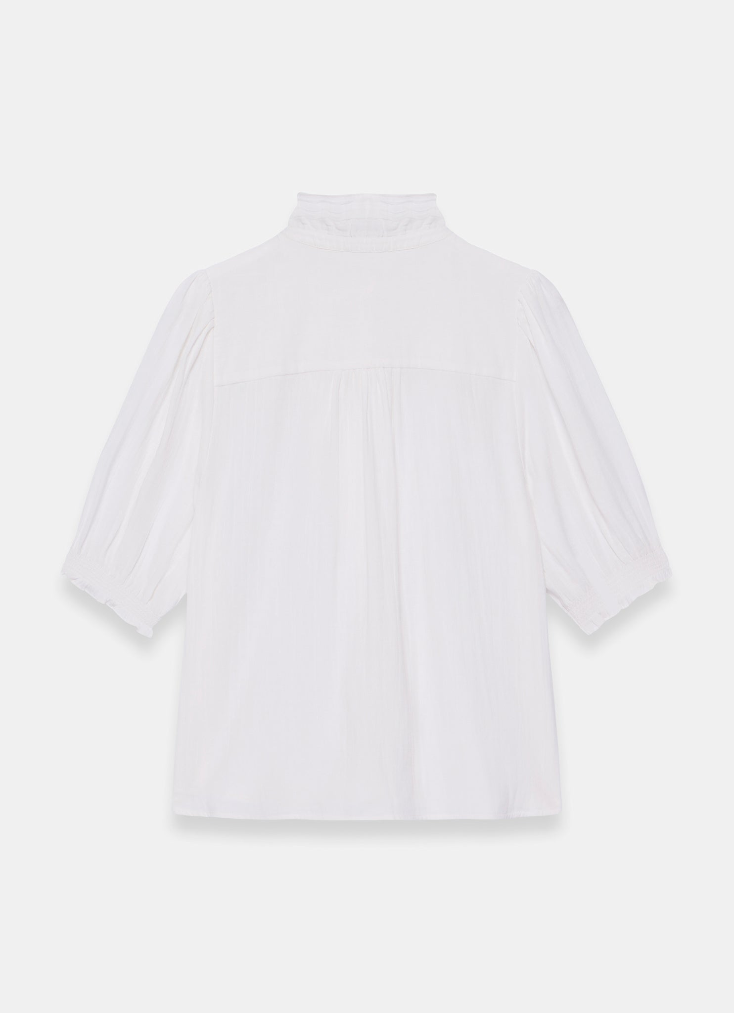 White Cotton Cheesecloth Ruffle Blouse