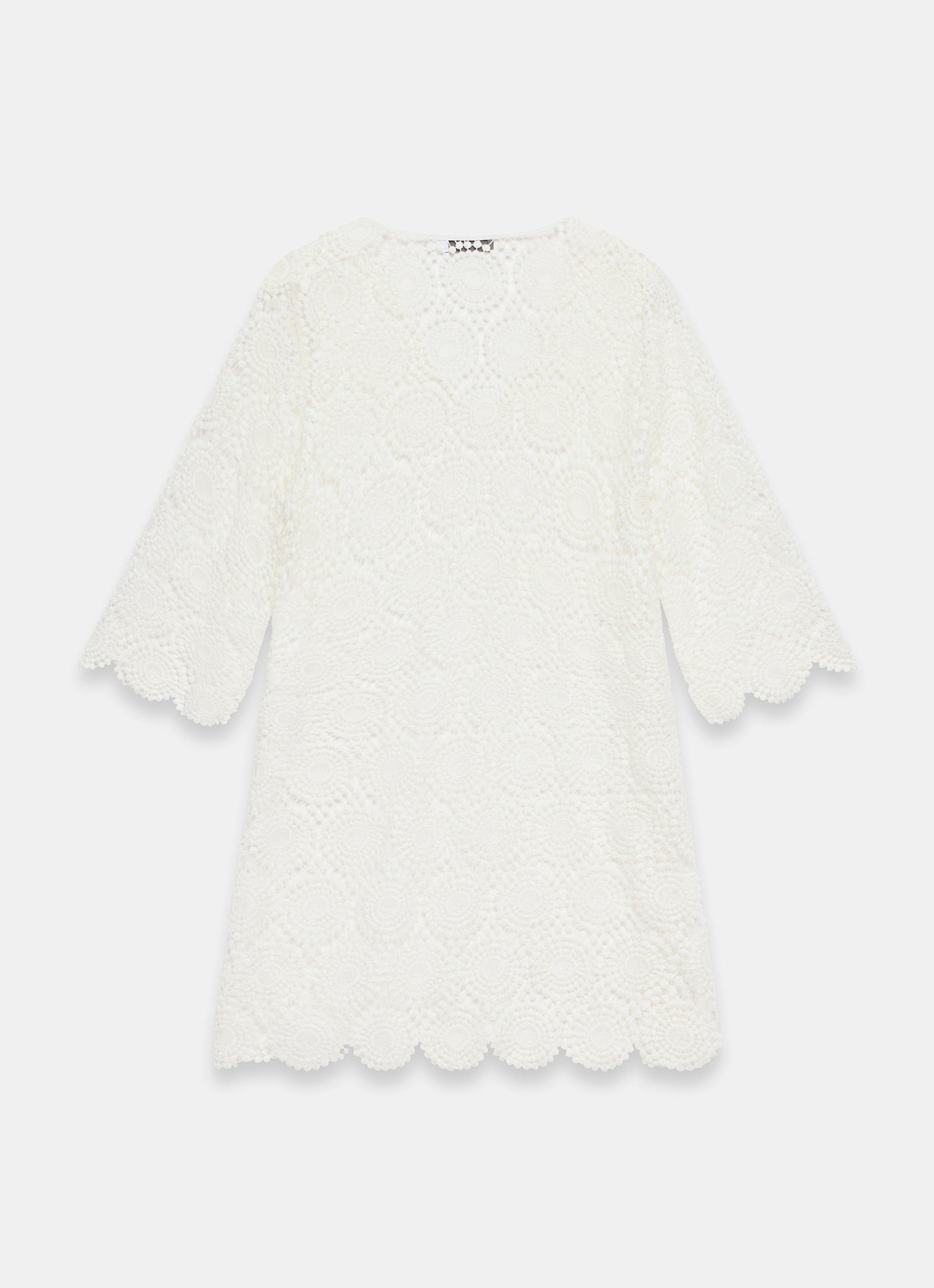 White Crochet Pattern Beach Mini Dress