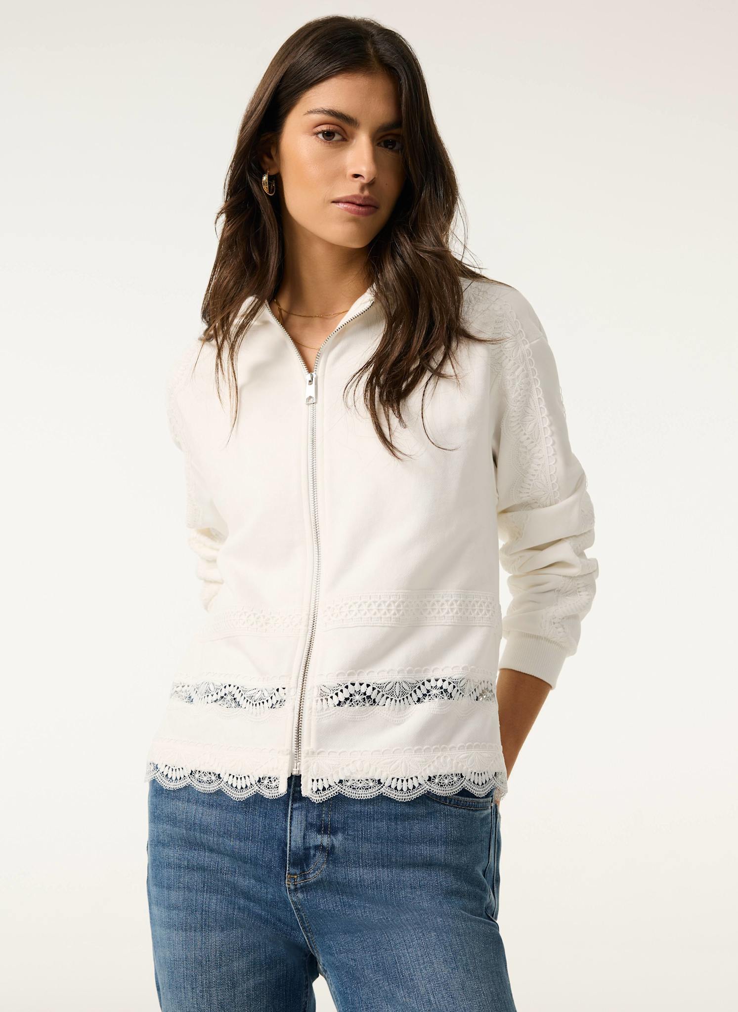 White Cotton Lace Hoodie