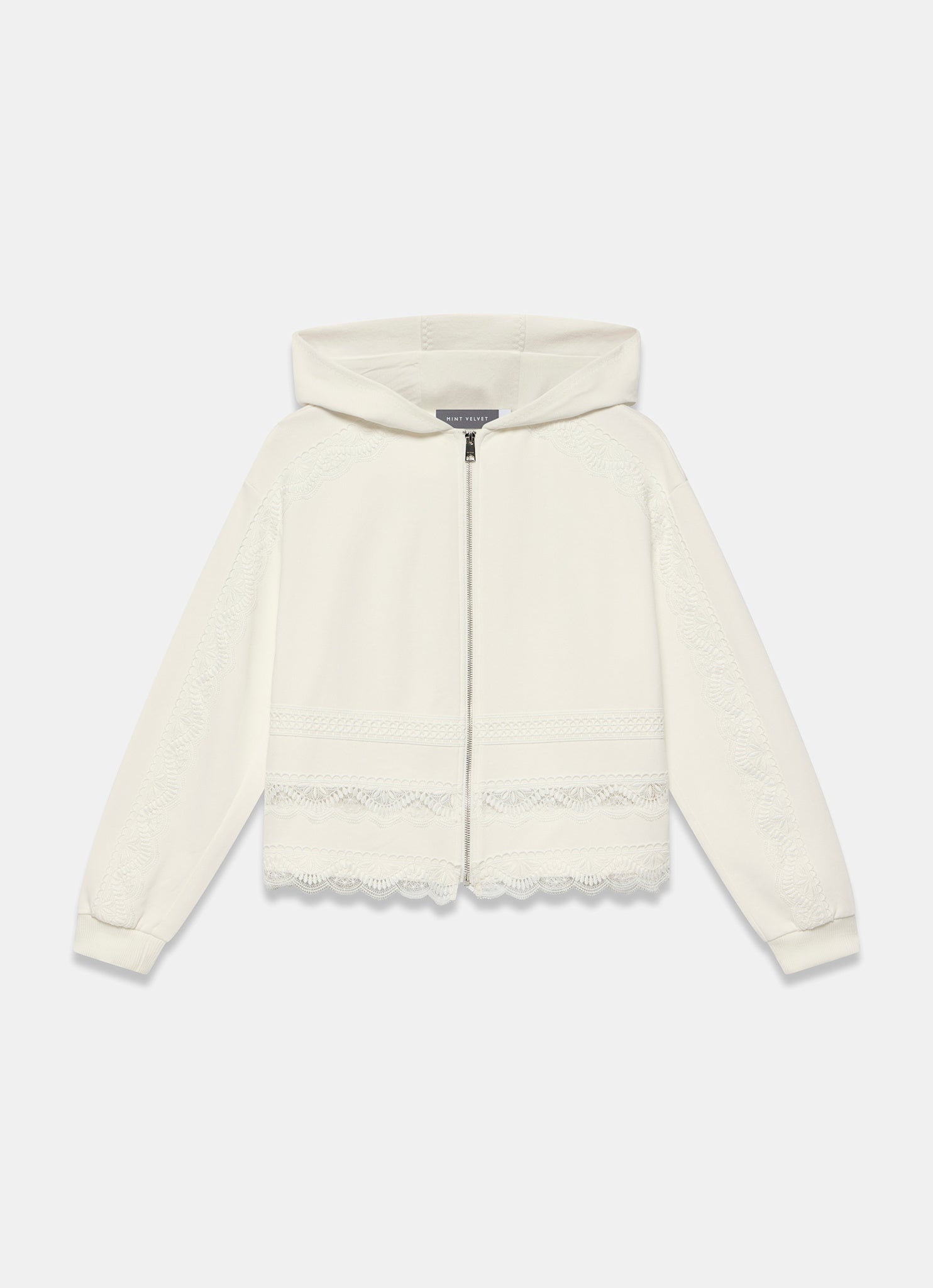 White Cotton Lace Hoodie