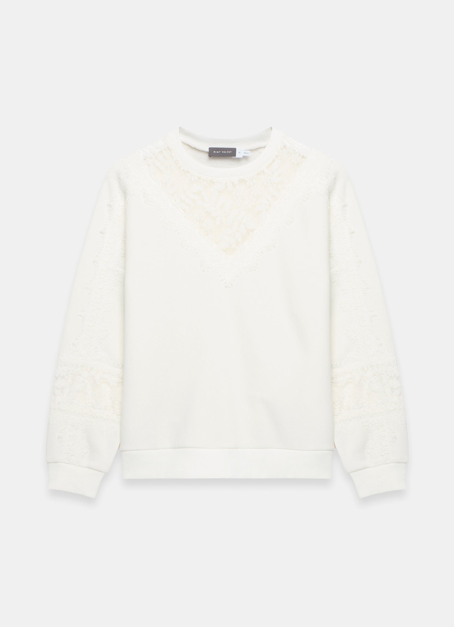 White Lace Detail Sweatshirt