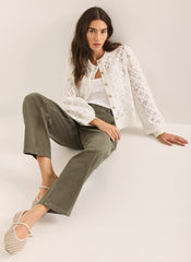 Cream Lace Cotton Blend Jacket
