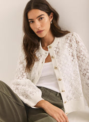 Cream Lace Cotton Blend Jacket