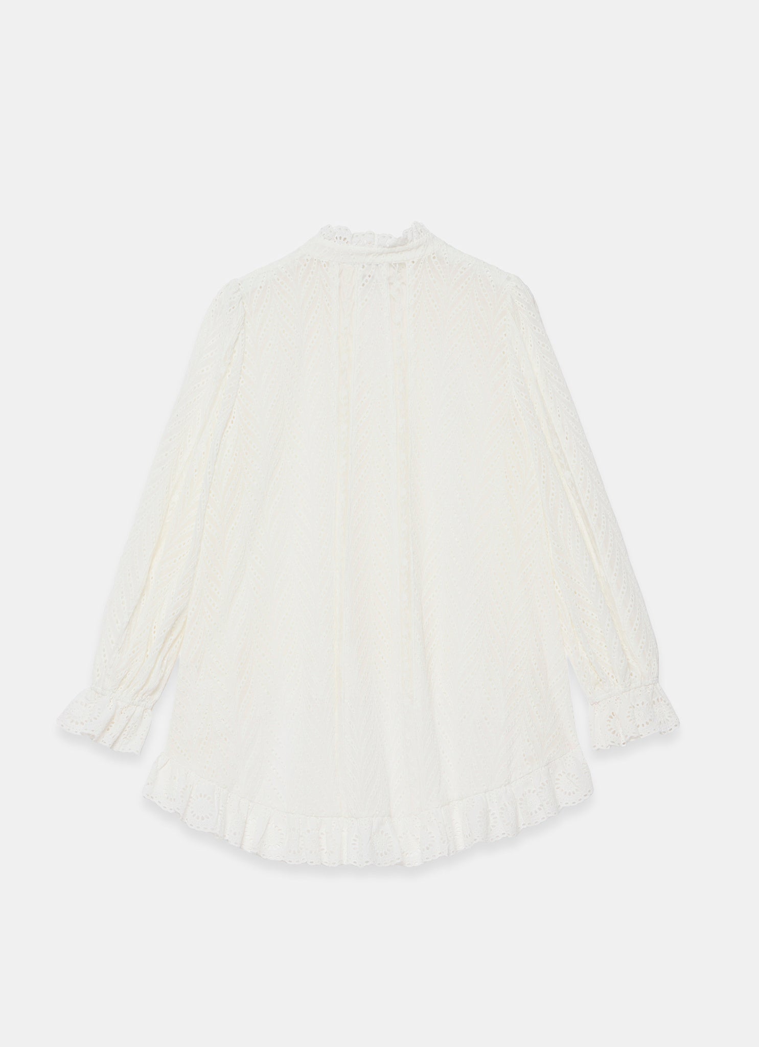 Cream Broderie Trim Longline Blouse