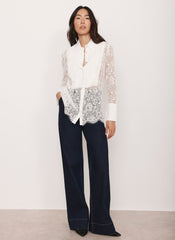 White Lace Pintuck Shirt