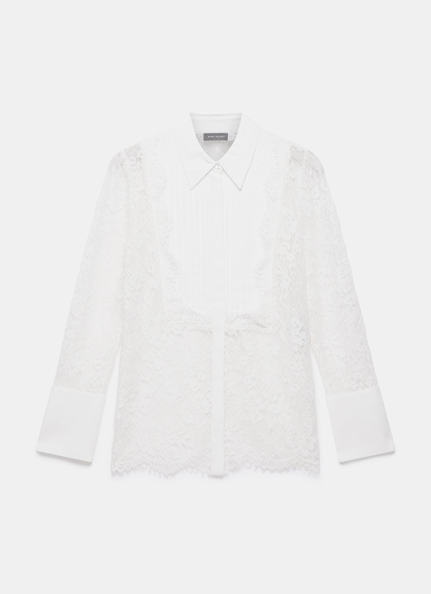 White Lace Pintuck Shirt