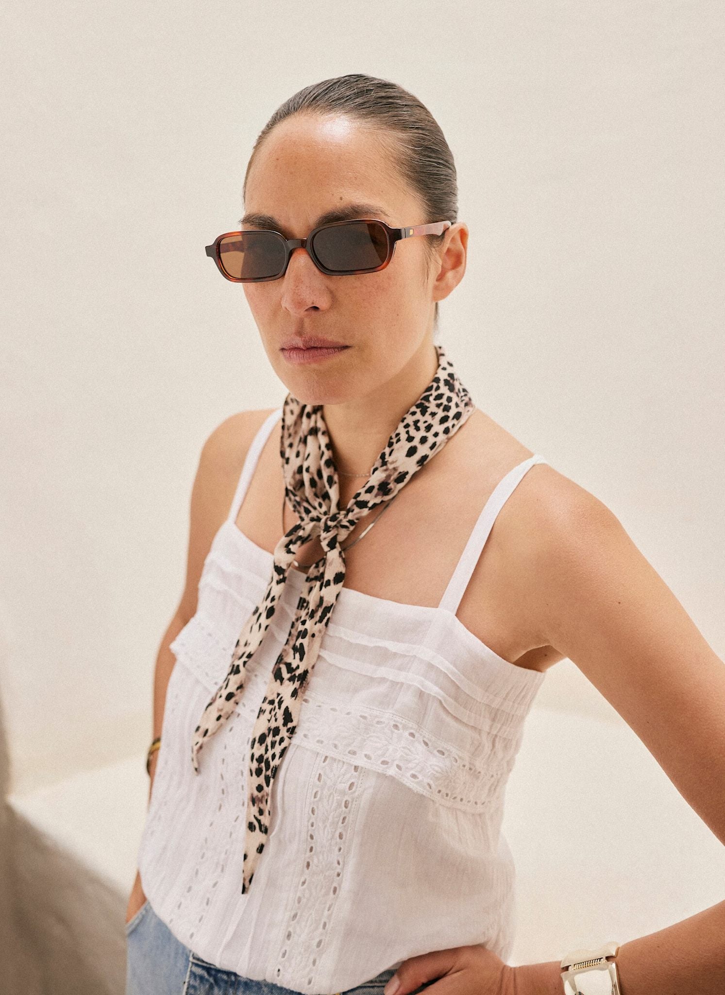 White Cotton Lace Trim Camisole Top