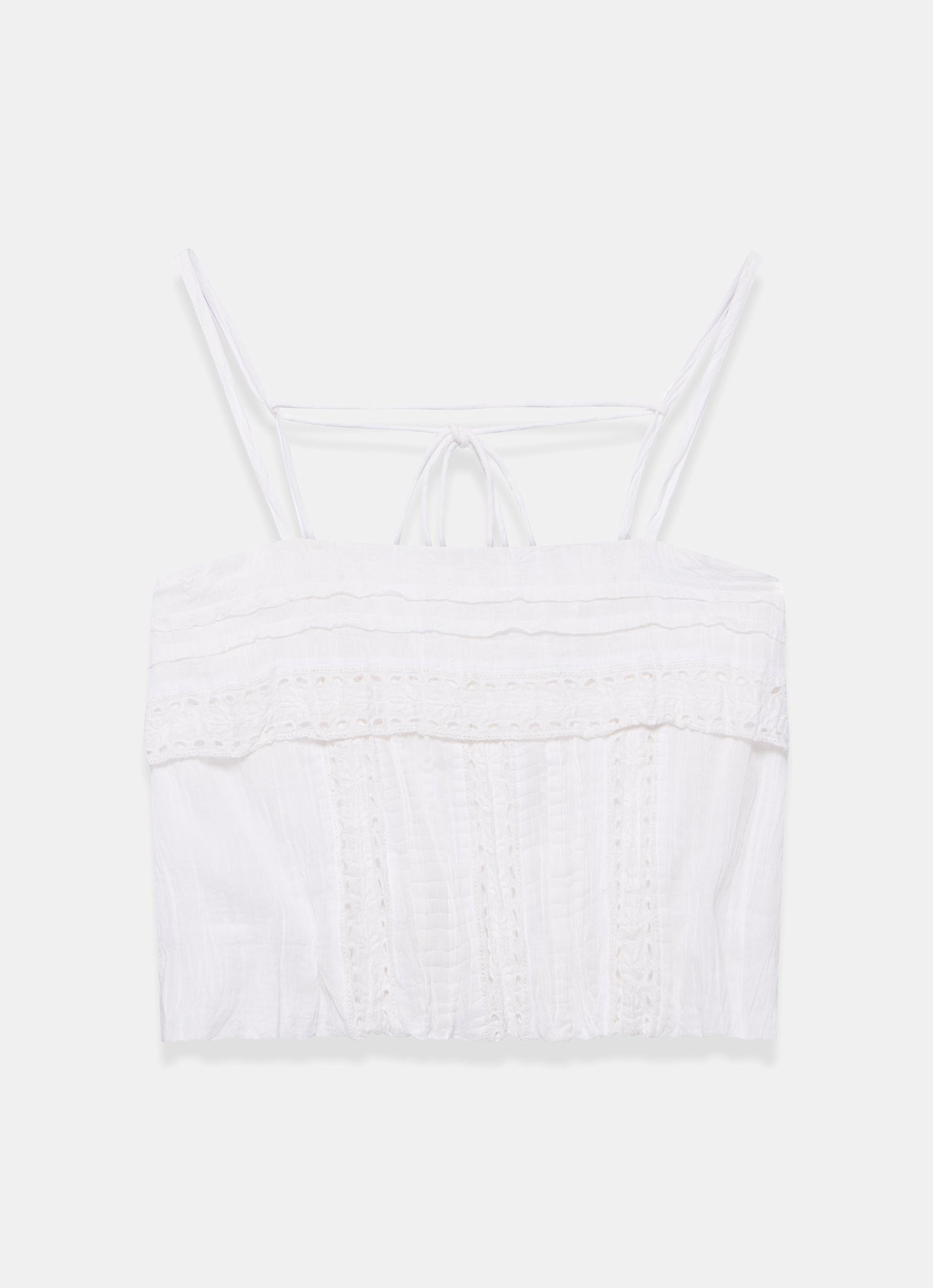 White Cotton Lace Trim Camisole Top