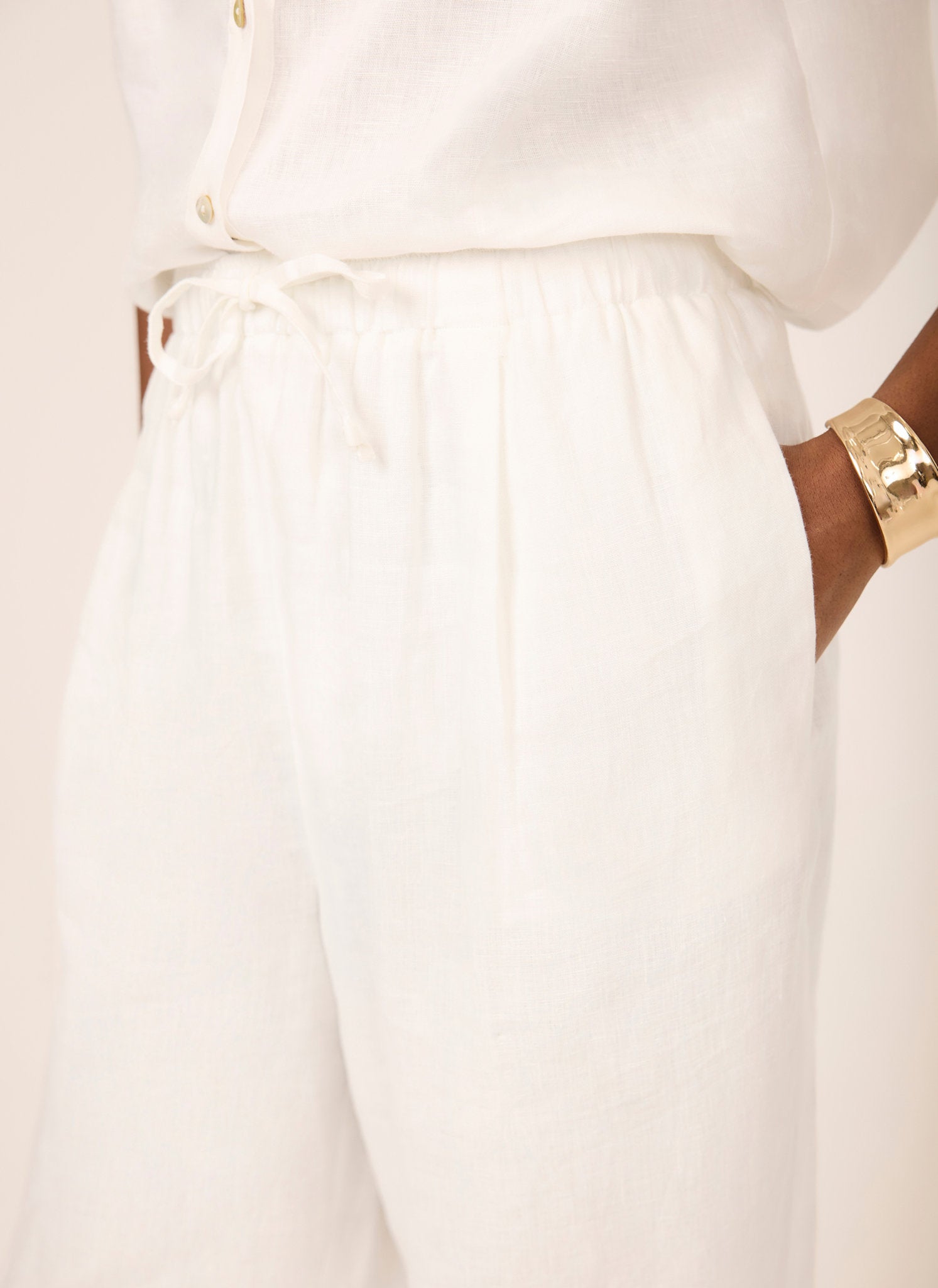 White Linen Balloon Trousers