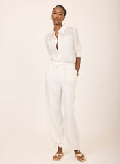 White Linen Balloon Trousers