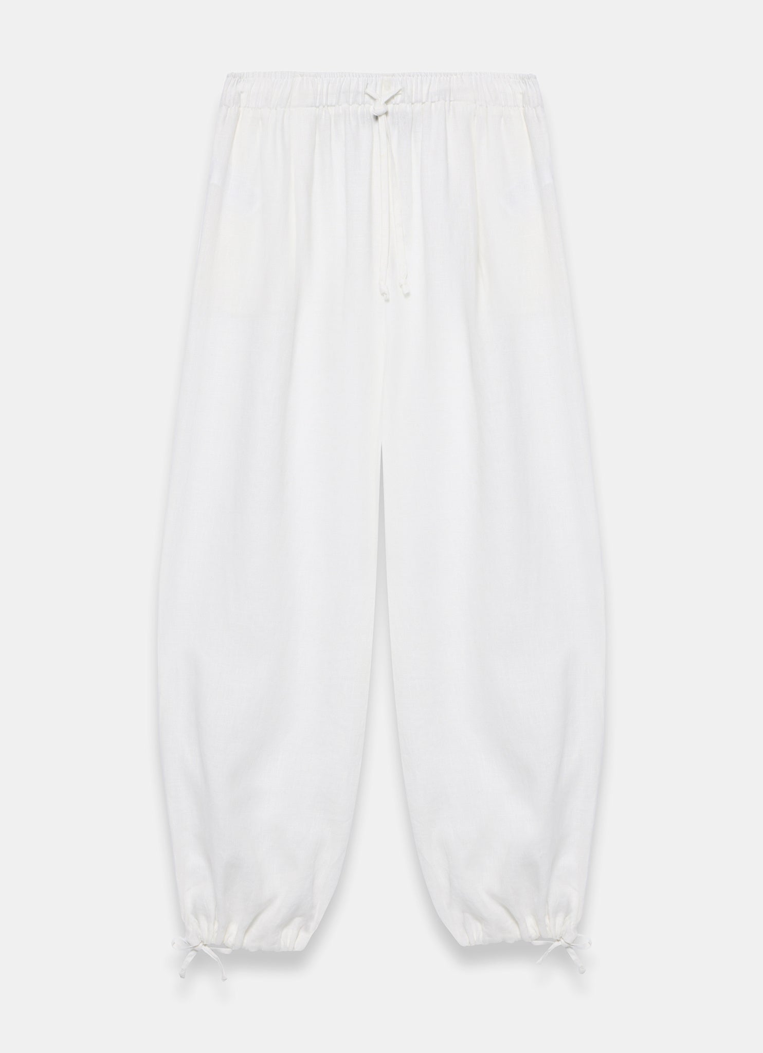 White Linen Balloon Trousers