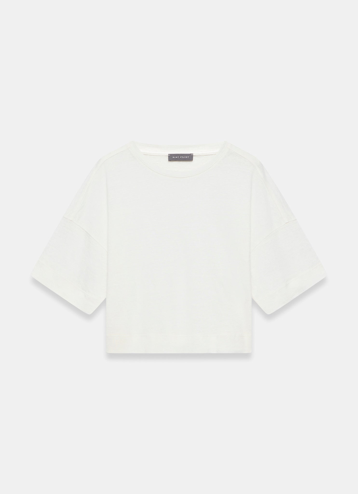 White Linen Blend Boxy T Shirt