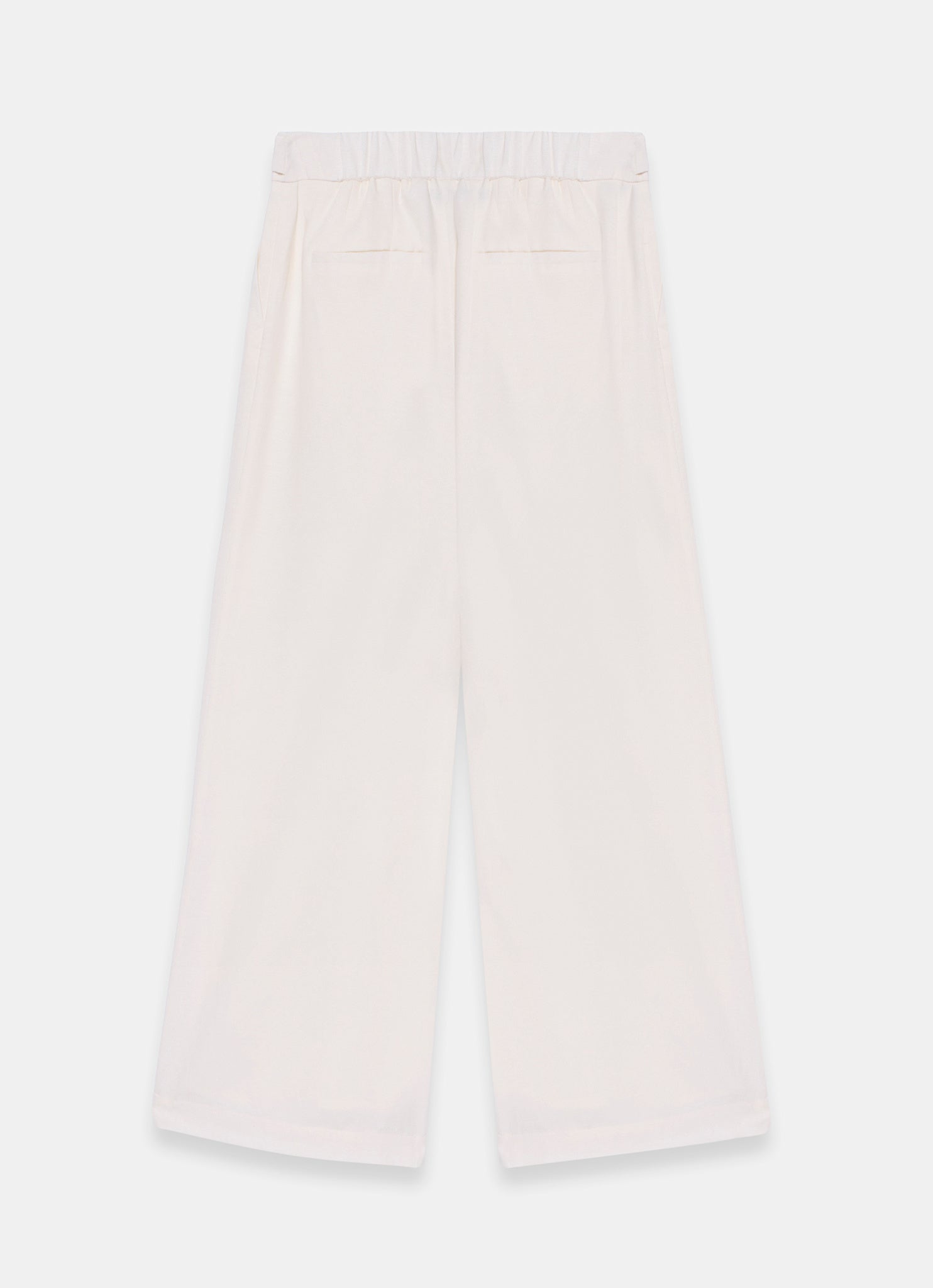 Cream Linen Blend Cropped Trousers