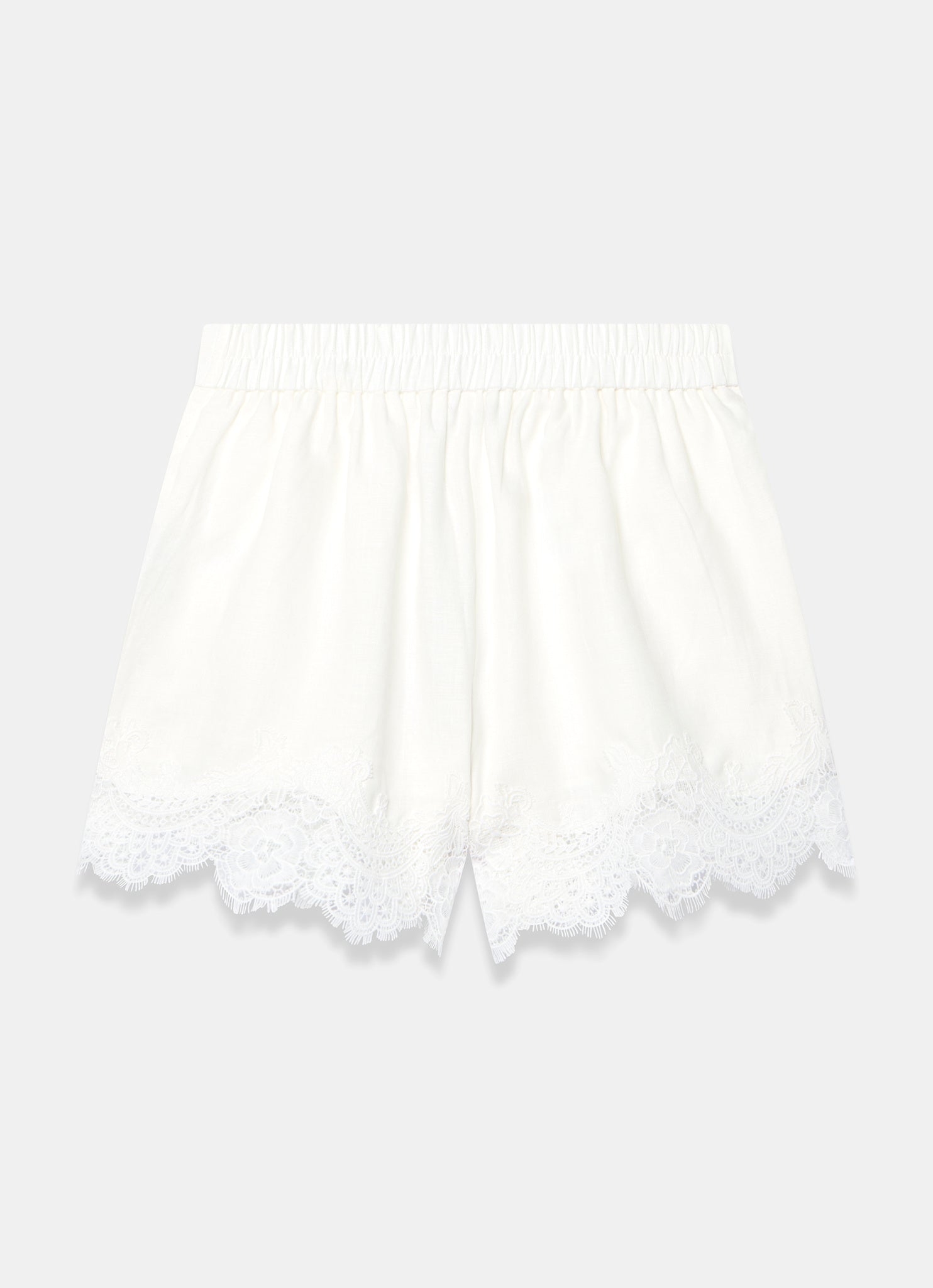 White Linen Lace Trim Shorts