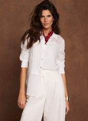 White Linen Blend Shirt