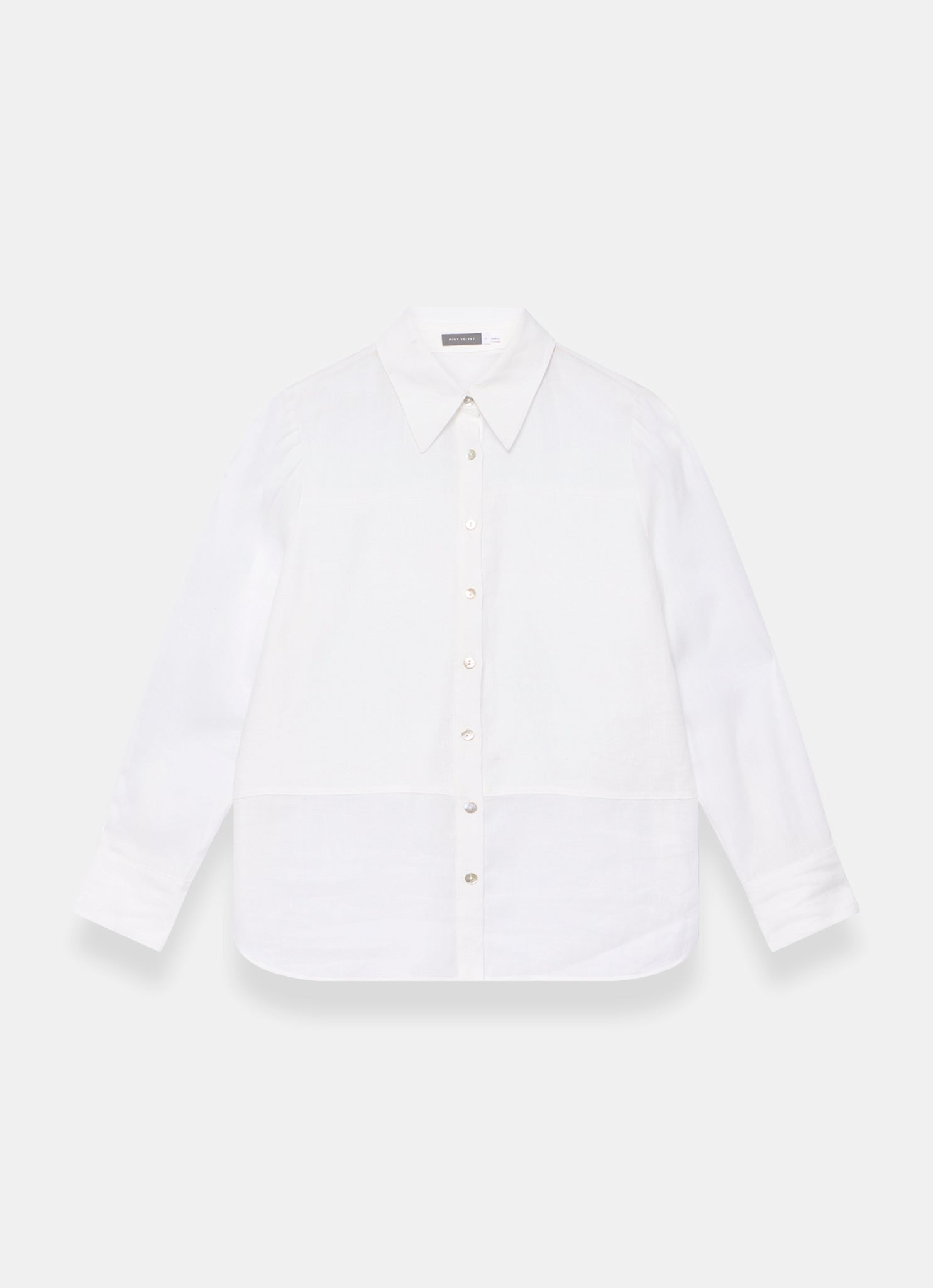 White Linen Blend Shirt
