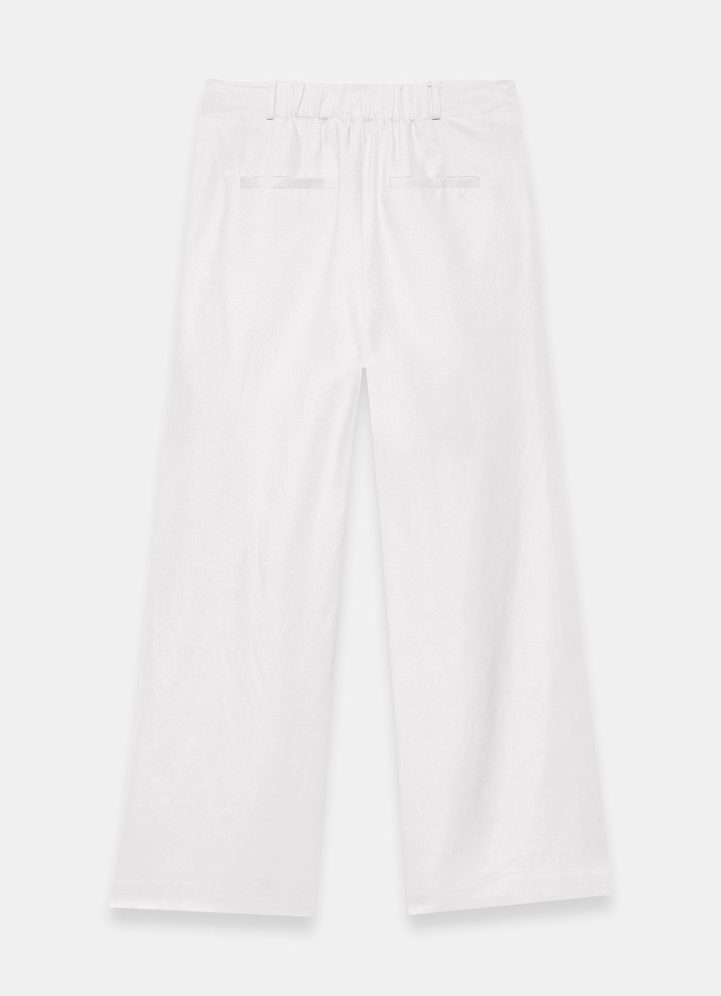 Cream Linen Blend Pleated Wide Leg Trousers