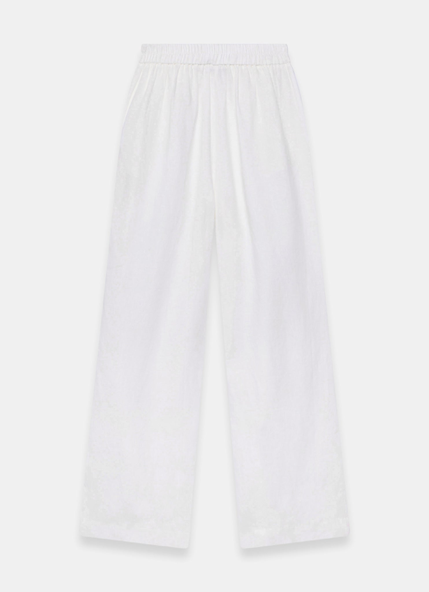 White Linen Scallop Trim Trousers