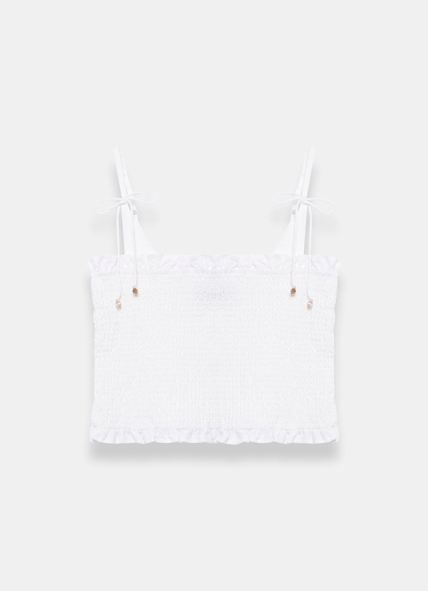 White Linen Shirred Top