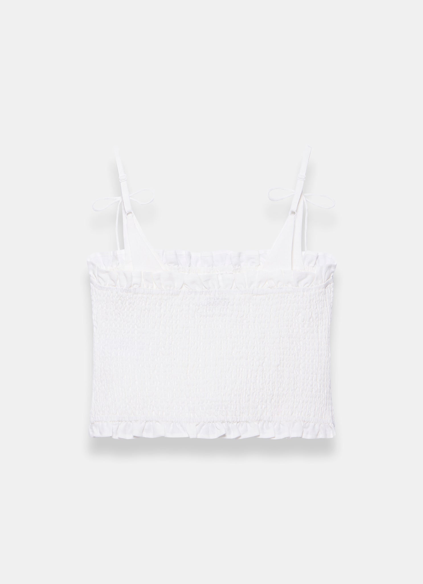 White Linen Shirred Top