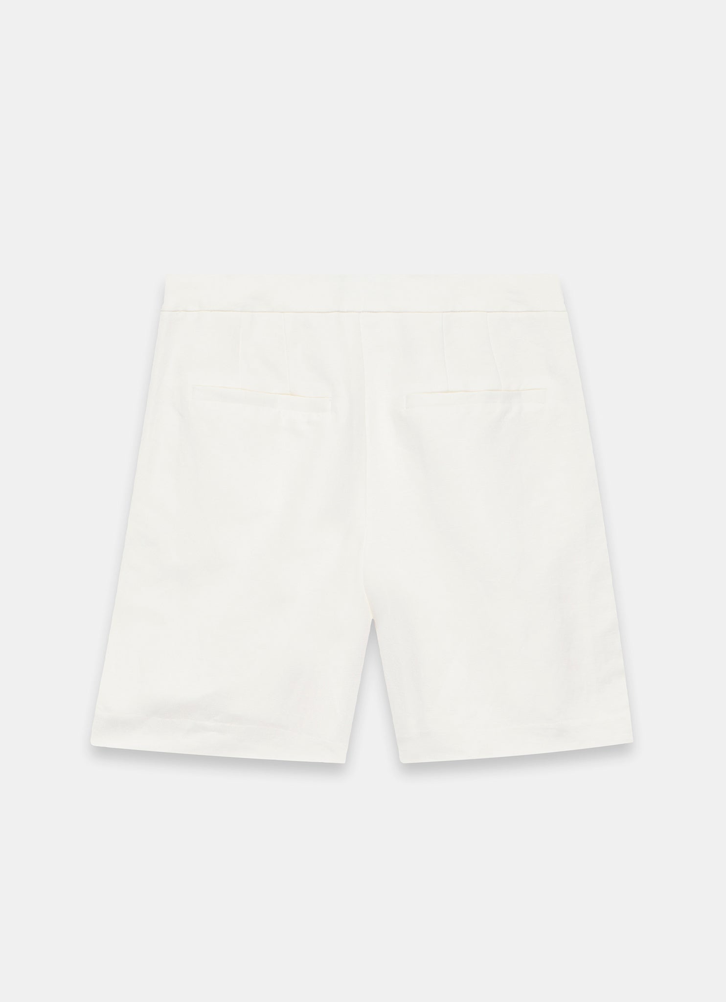 White Linen Blend Tailored Shorts