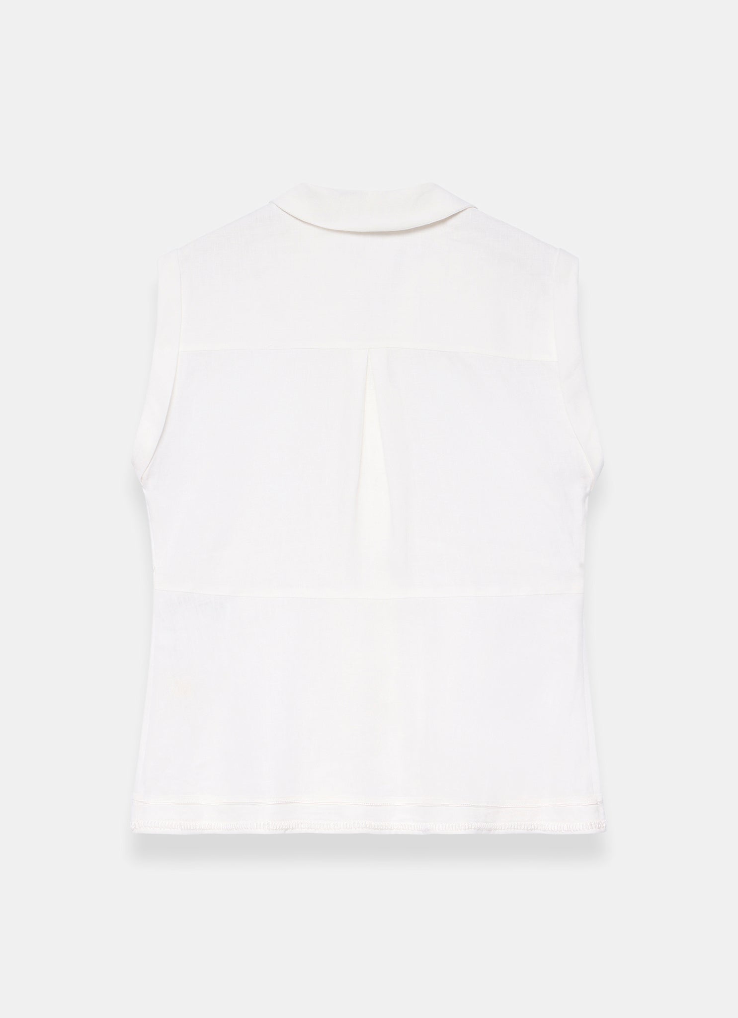 White Linen Sleeveless Shirt