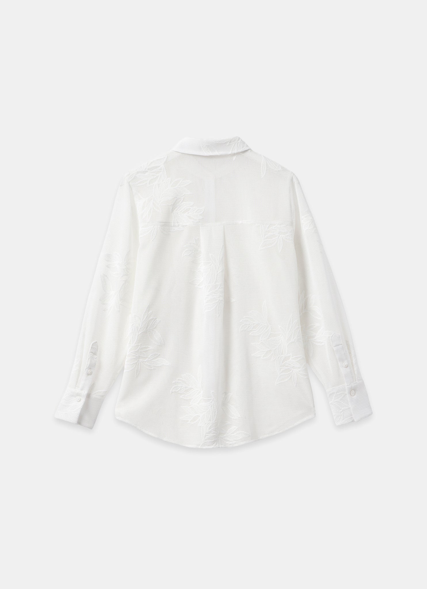 White Floral Detail Mesh Shirt