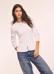 White Peplum Knit Cardigan