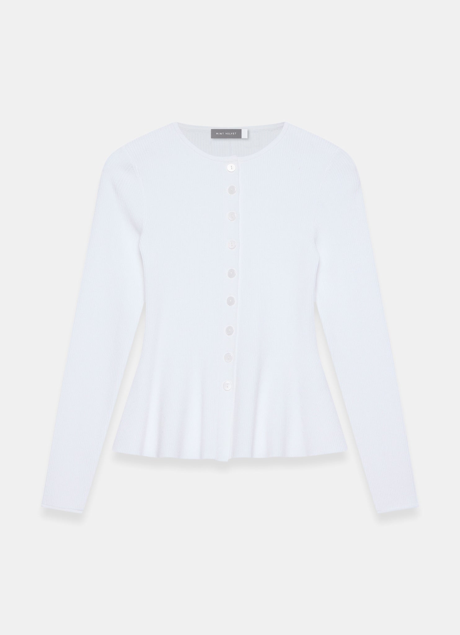 White Peplum Knit Cardigan