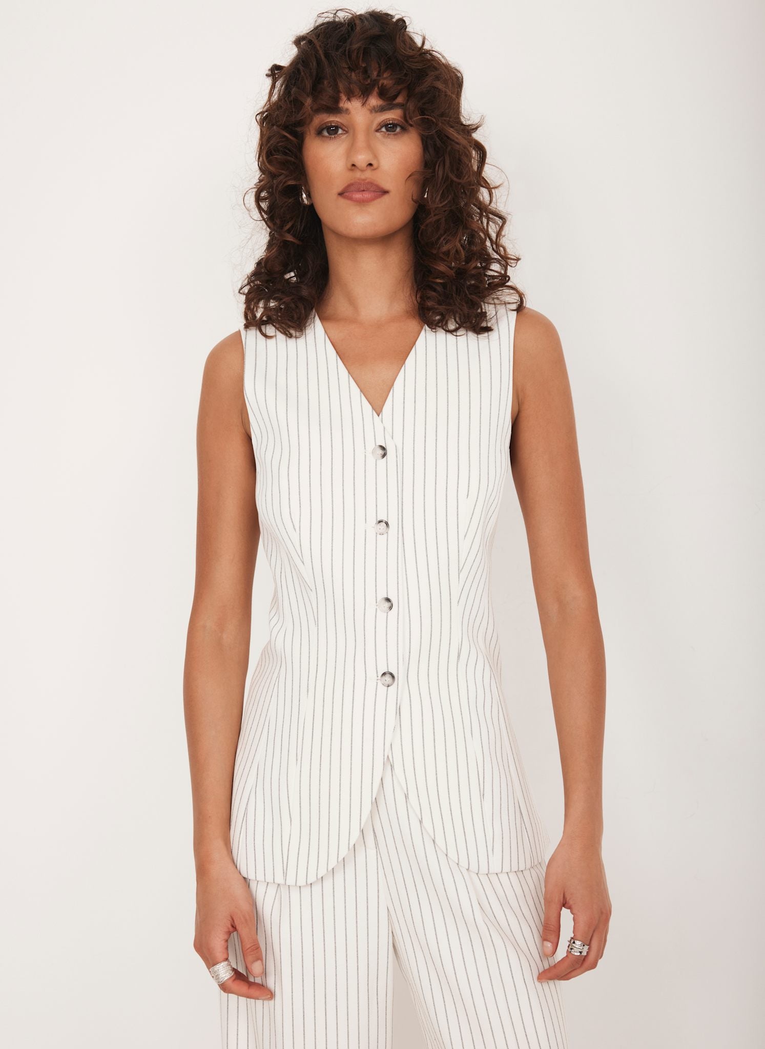 White Pinstripe Waistcoat