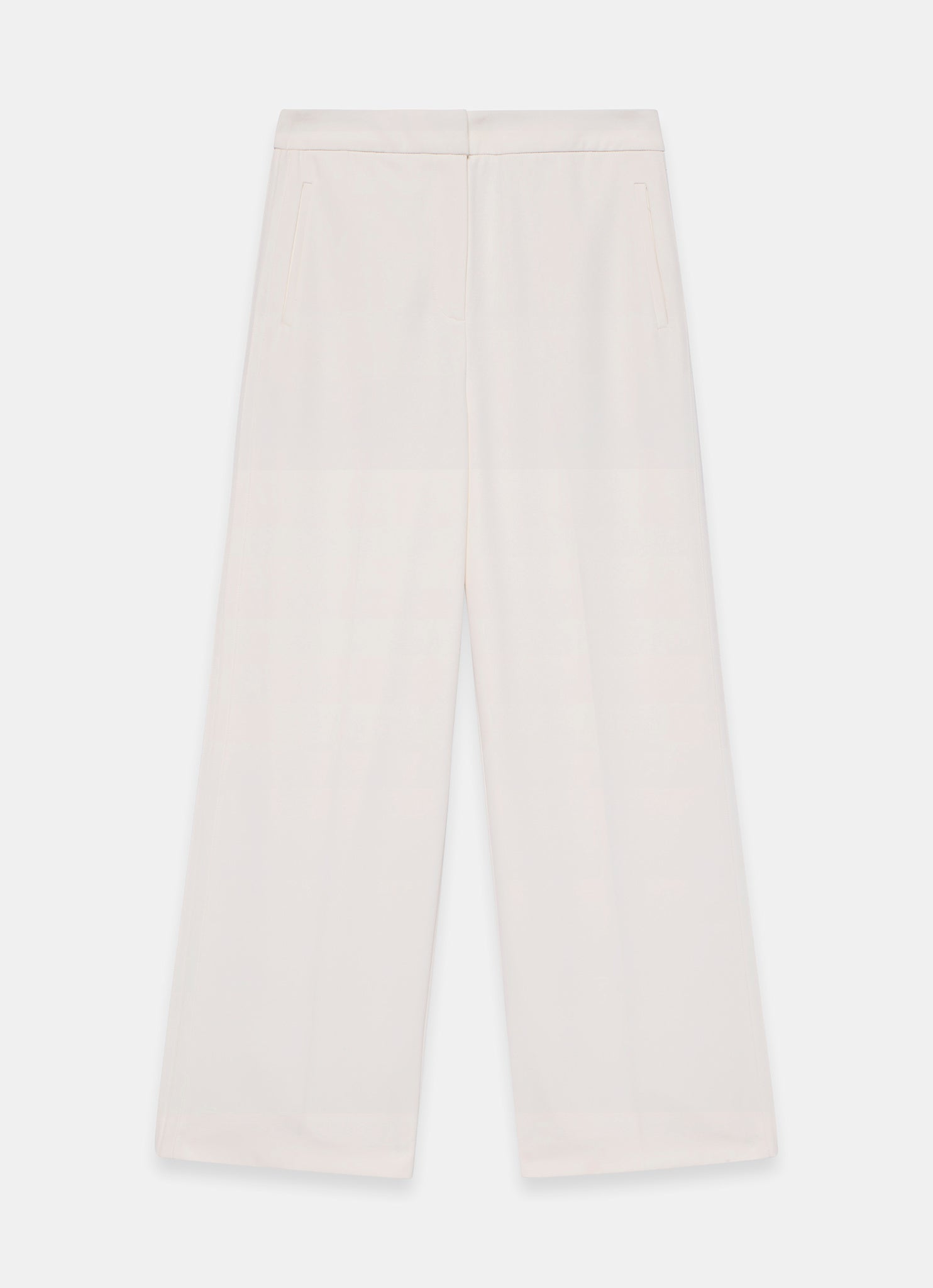 Cream Pintuck Side Trim Trousers