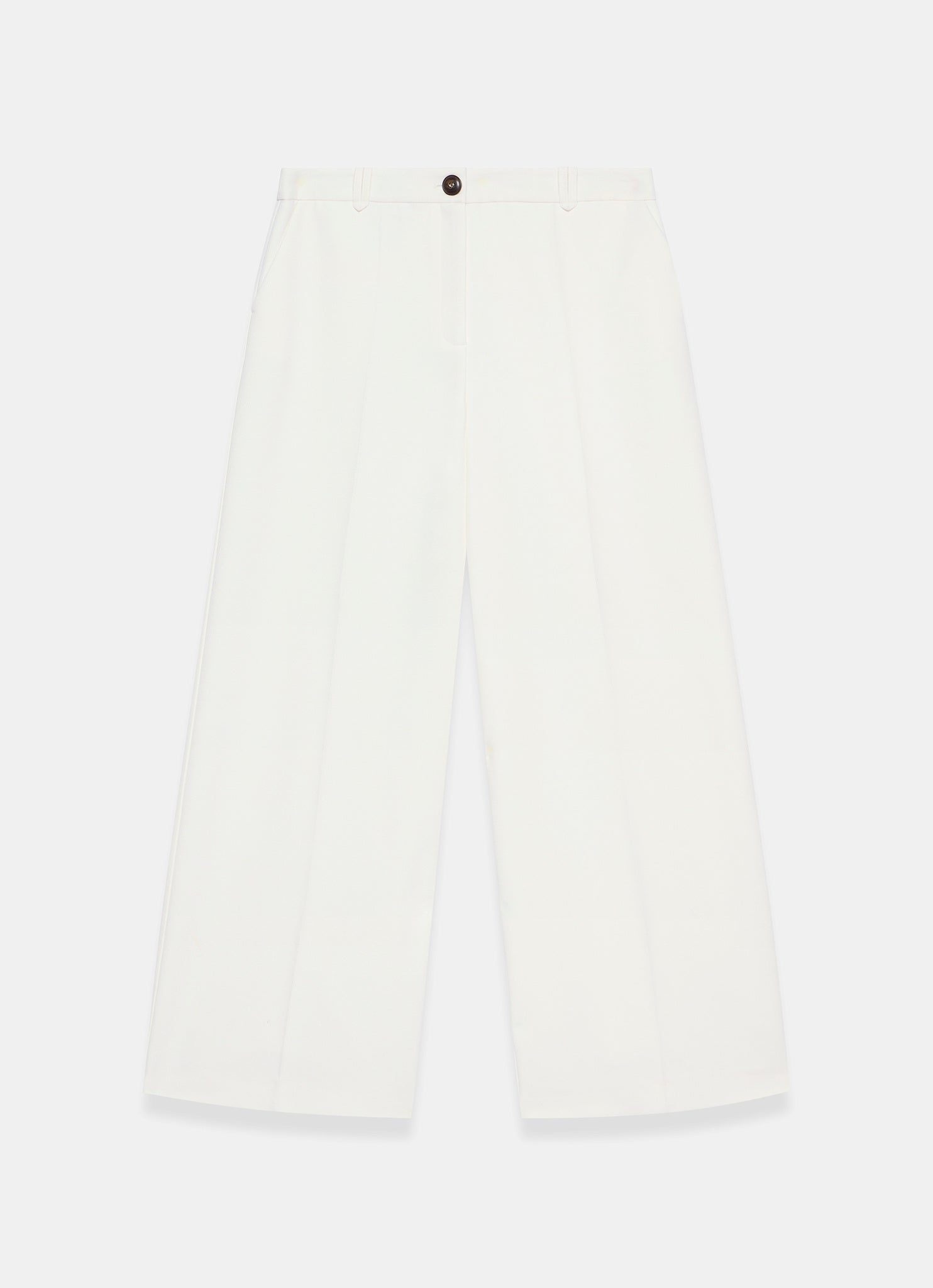 White Pleated Wide Leg Trousers