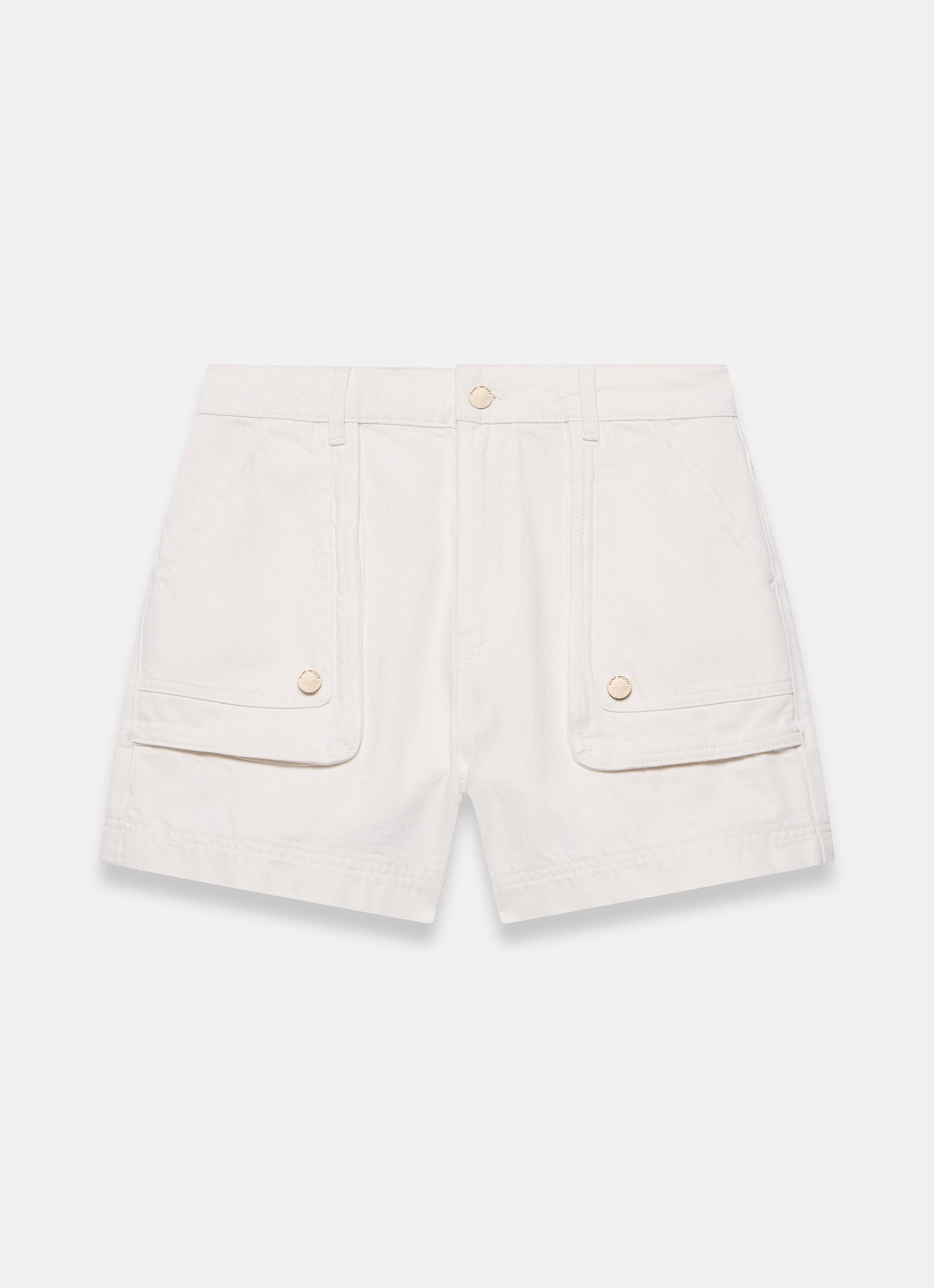 White Utility Pocket Detail Denim Shorts