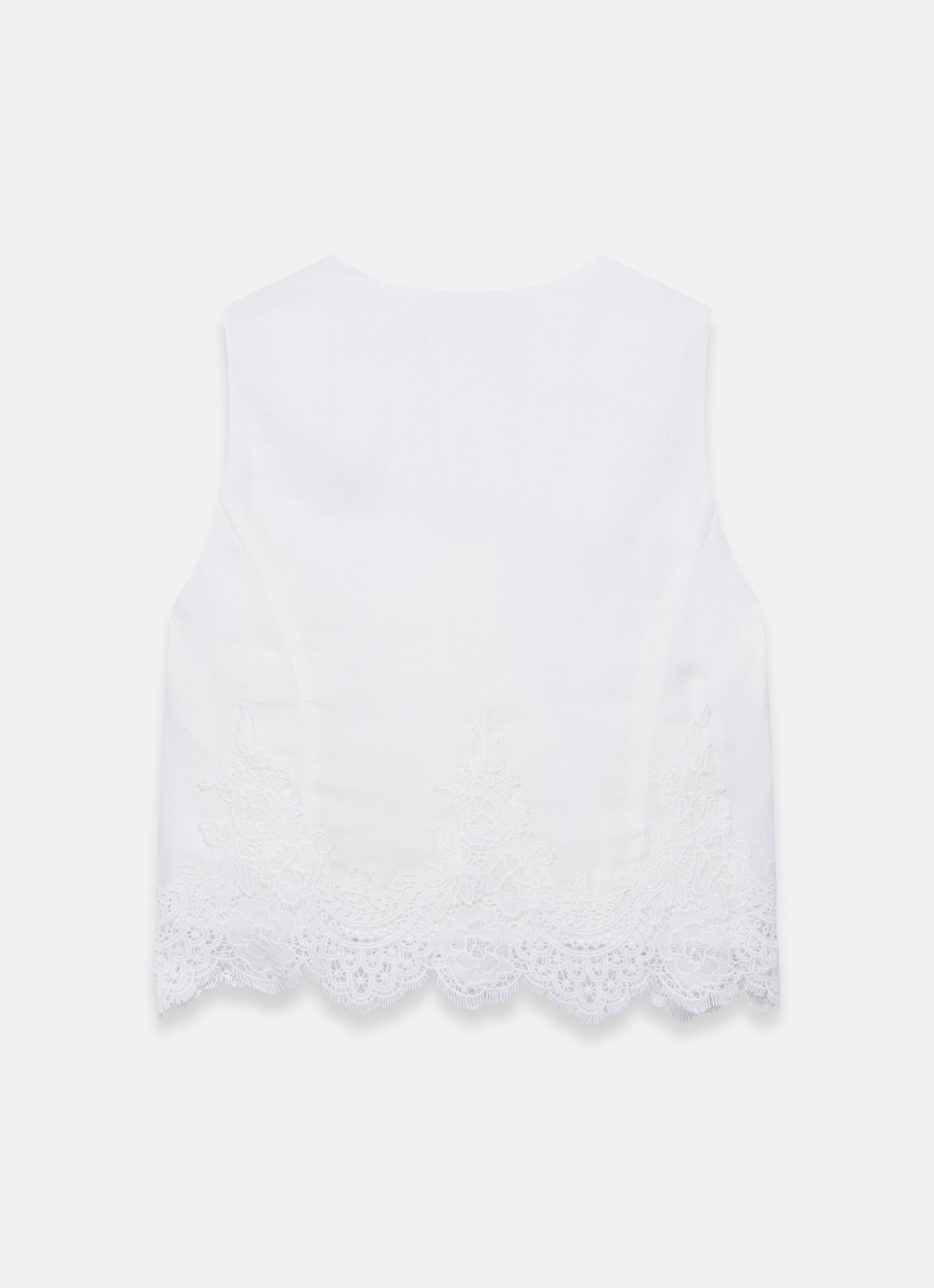 White Ramie Lace Detail Top