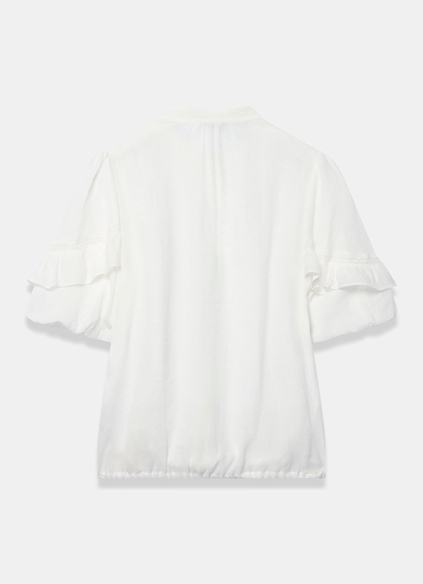 White Ramie Lace Detail Blouse