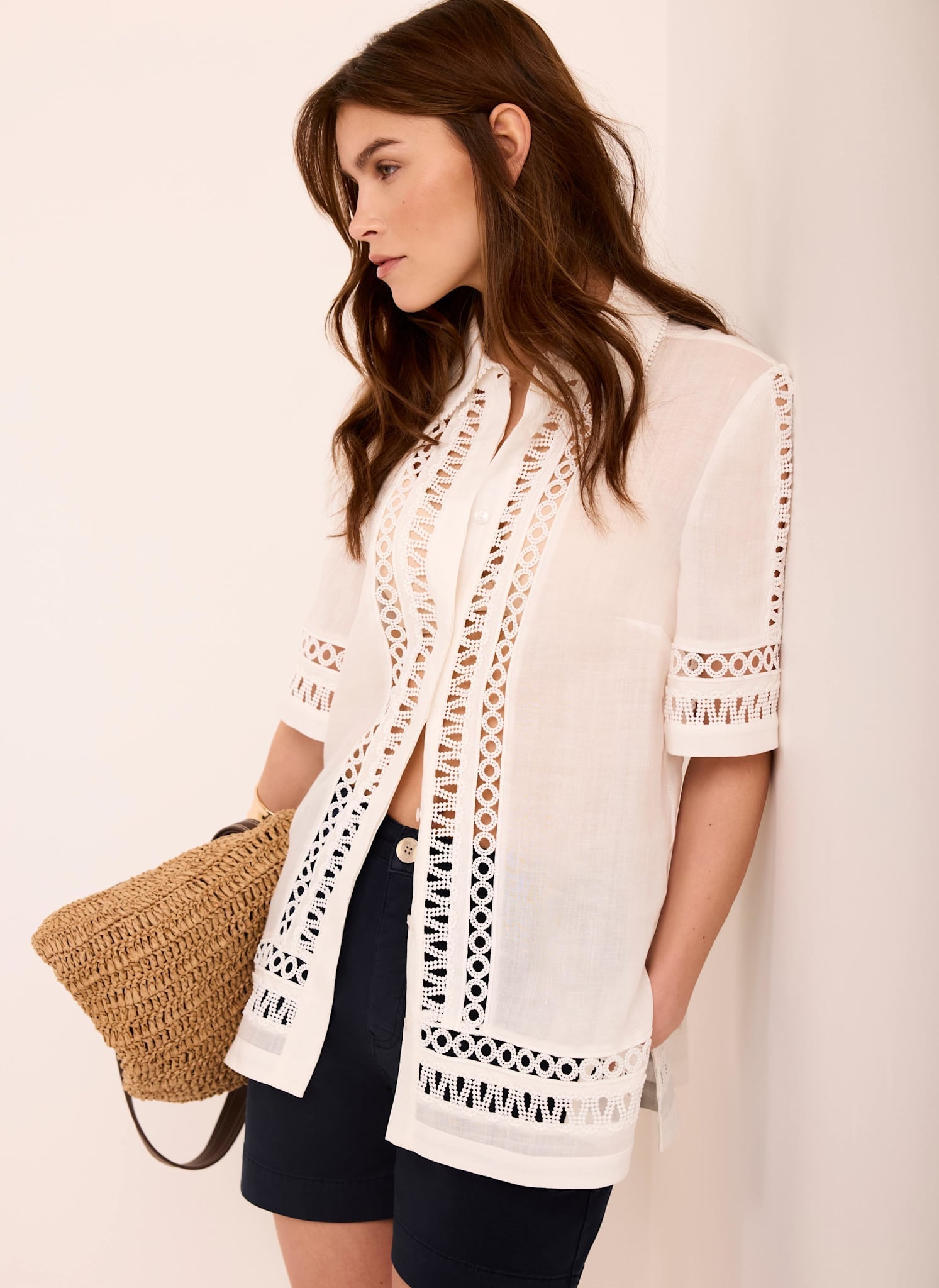 White Ramie Resort Shirt