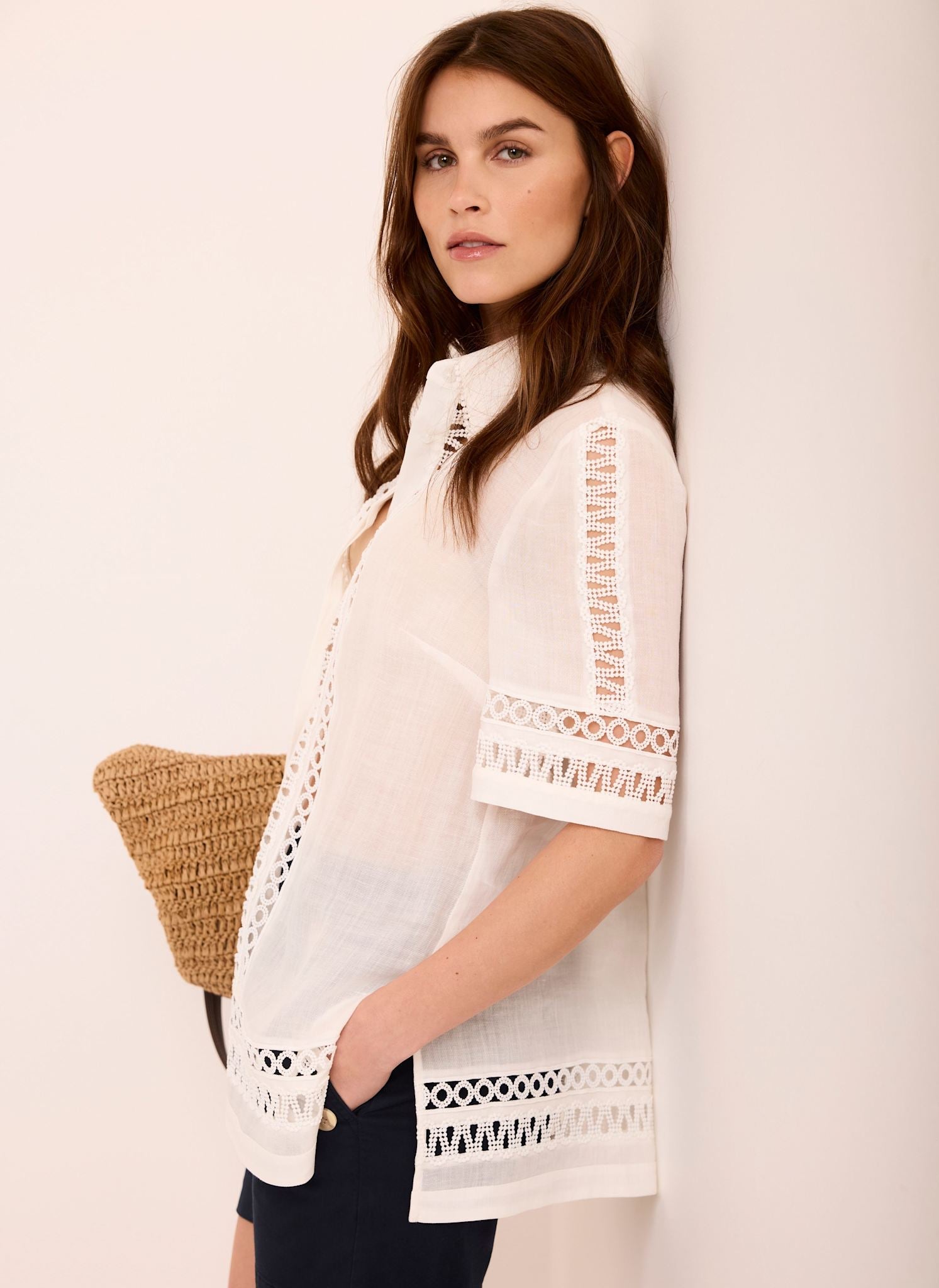 White Ramie Resort Shirt
