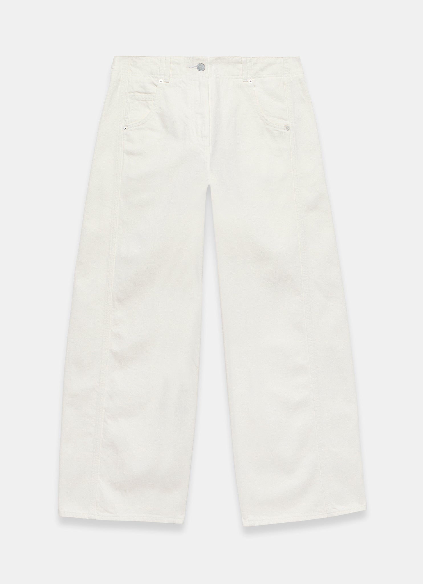 Cream Relaxed Wide Leg Jeans