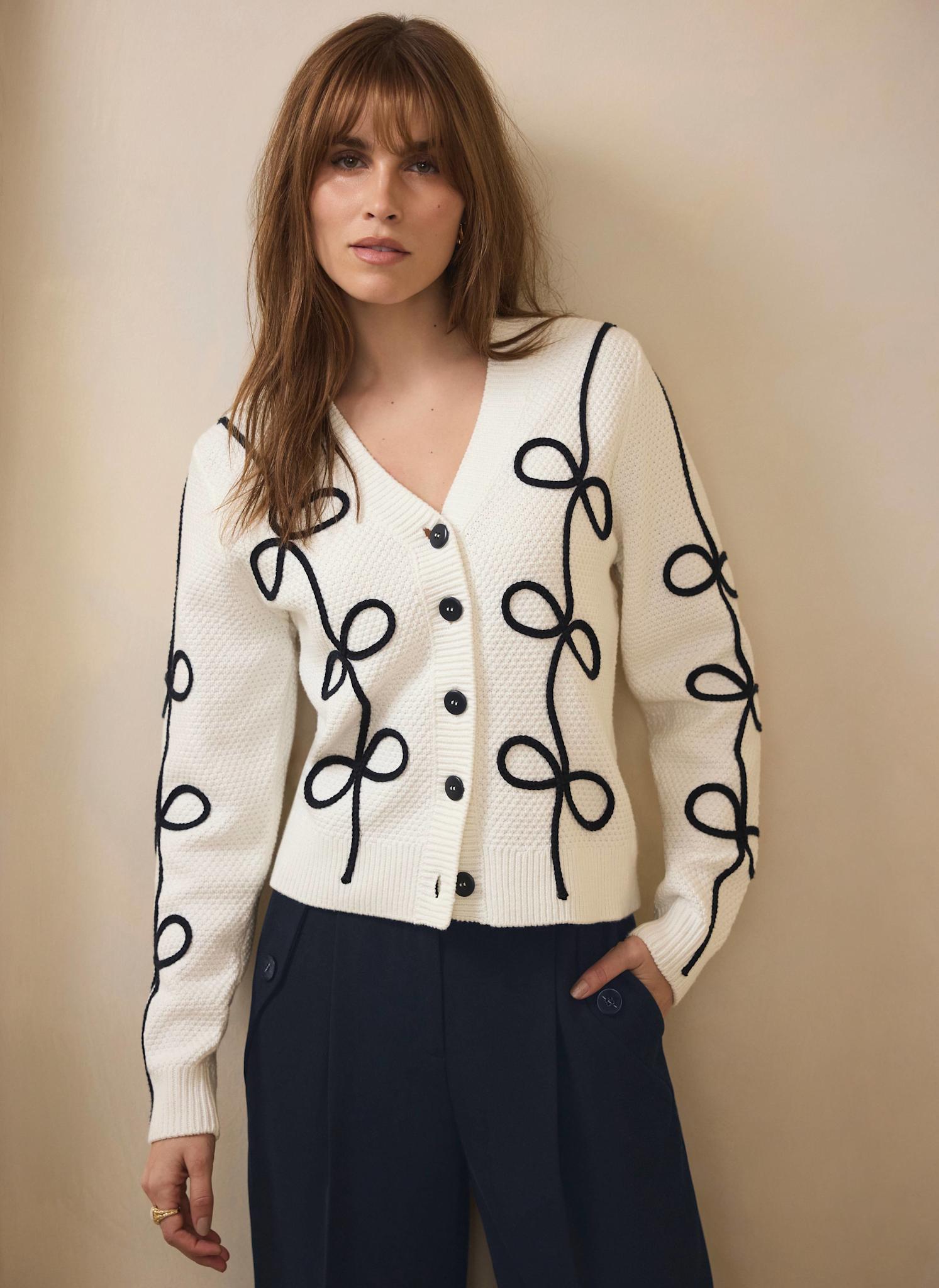 Neutral Bow Detail Cardigan