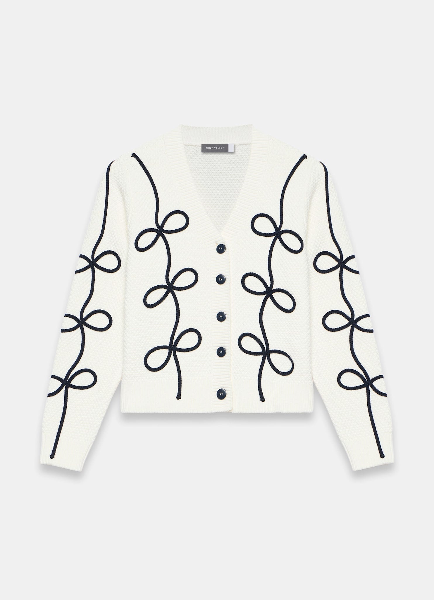 Neutral Bow Detail Cardigan