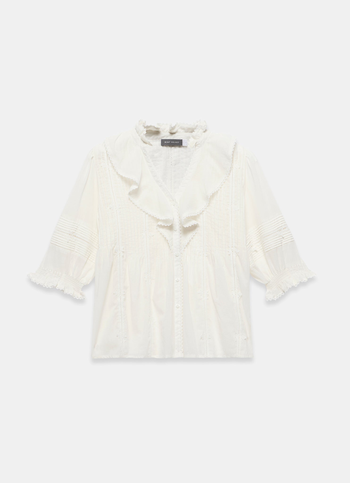 Cream Cotton Ruffle Blouse
