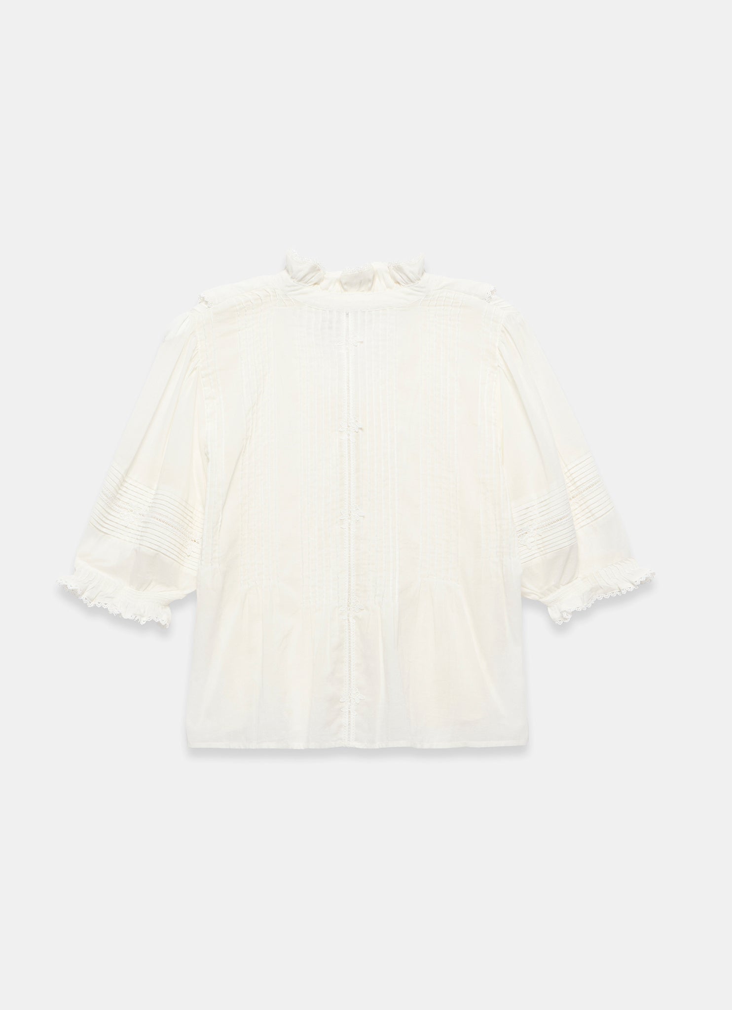 Cream Cotton Ruffle Blouse