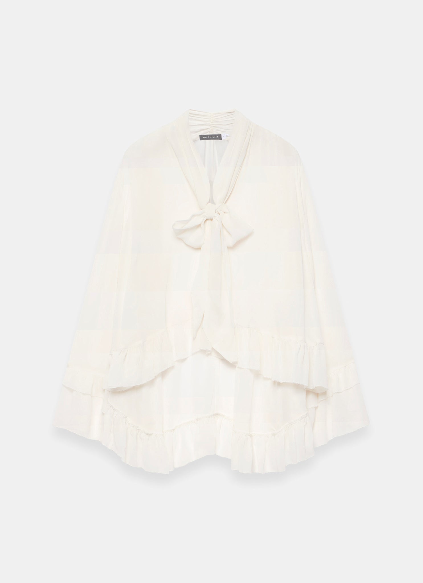 Cream Ruffle Tie Detail Blouse