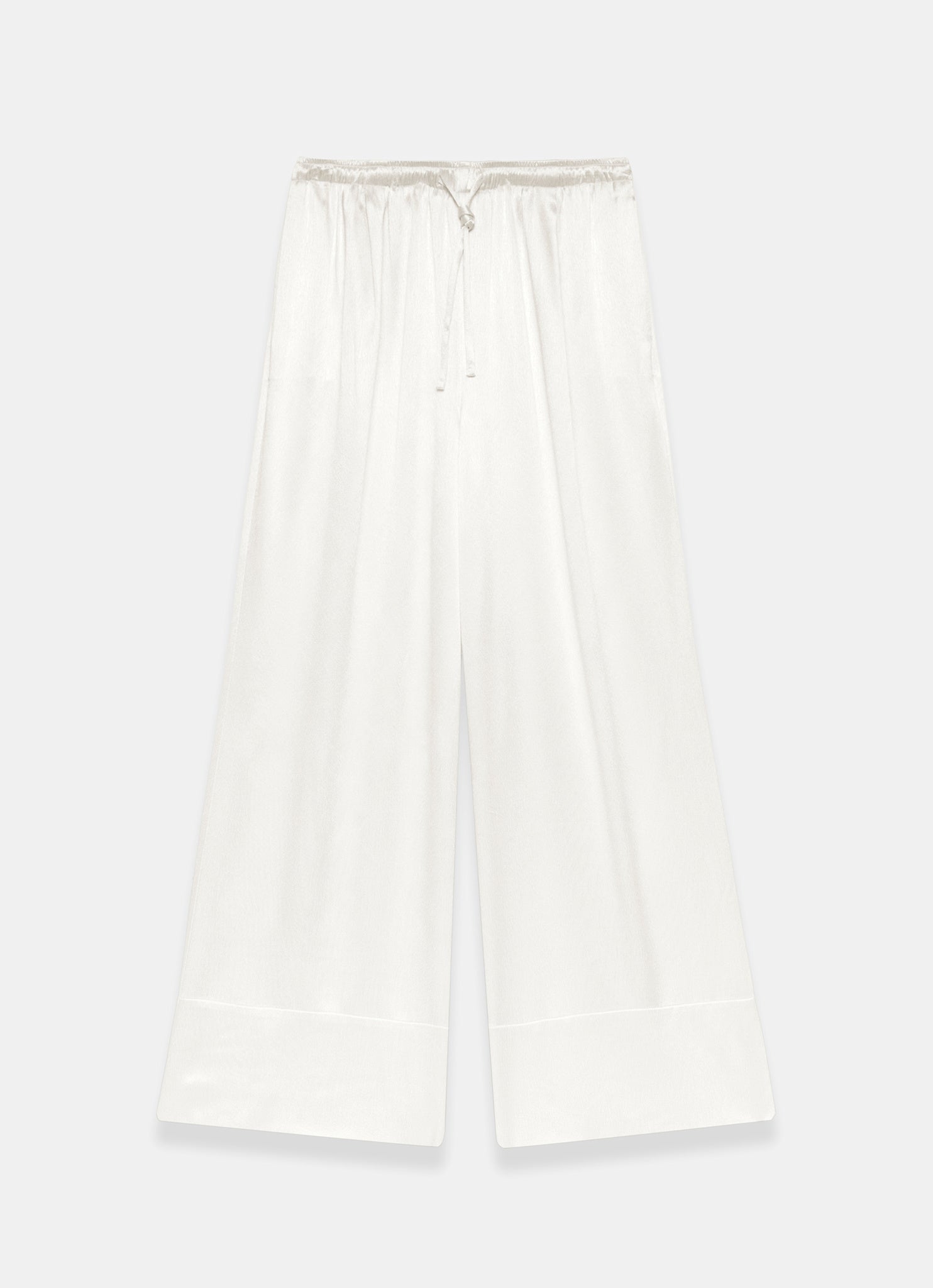 Cream Satin Wide Leg Trouser