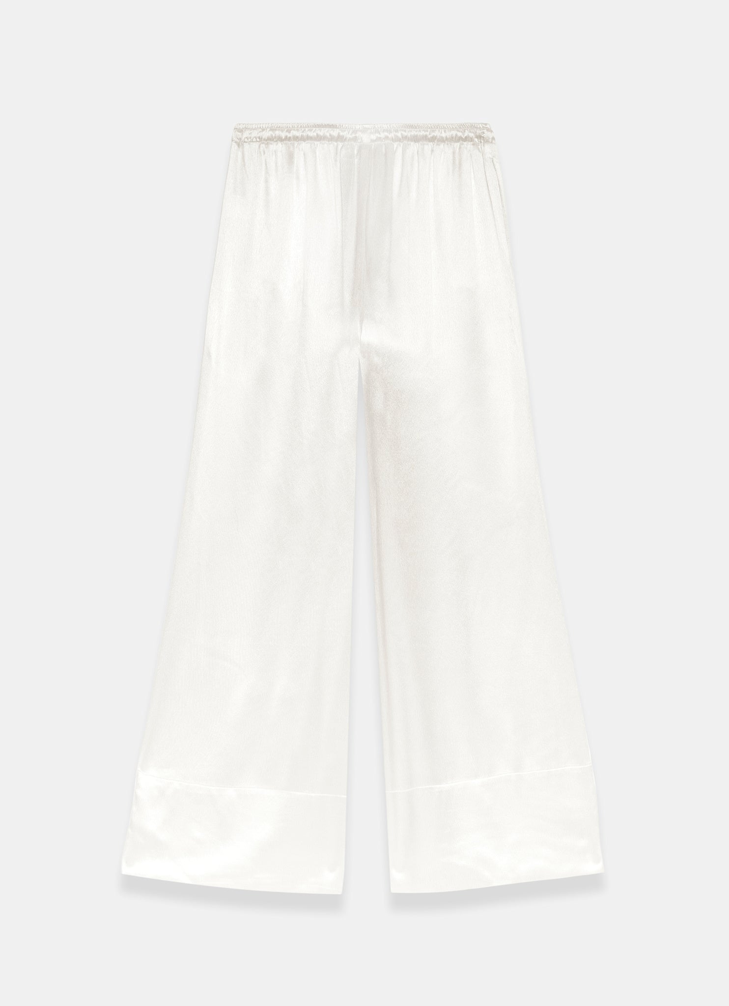 Cream Satin Wide Leg Trouser