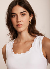 White Scallop Trim Vest Top
