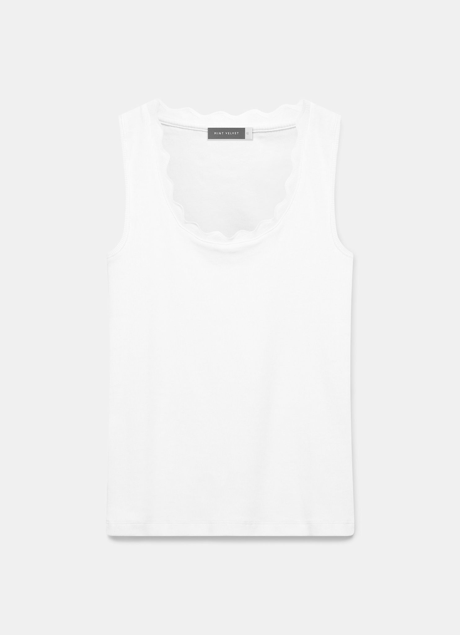 White Scallop Trim Vest Top