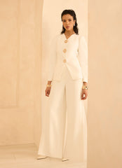 Cream Statement Button Sculpted Jacket