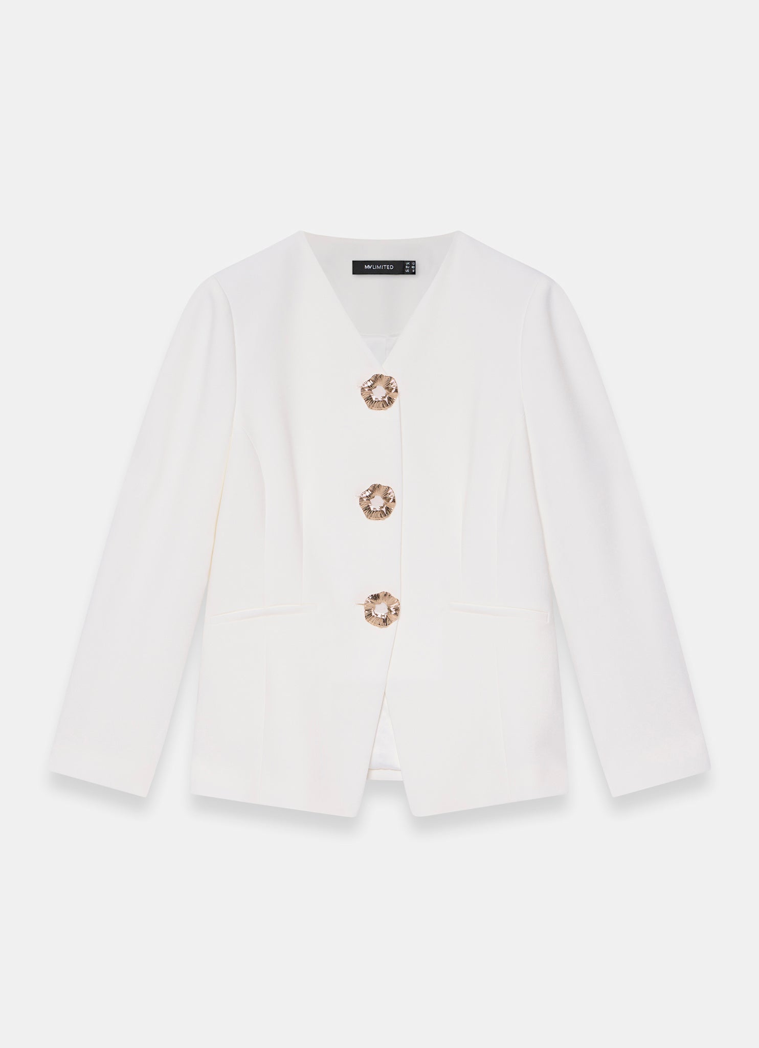 Cream Statement Button Sculpted Jacket