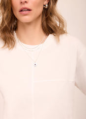 White Cotton Seam Detail T-shirt